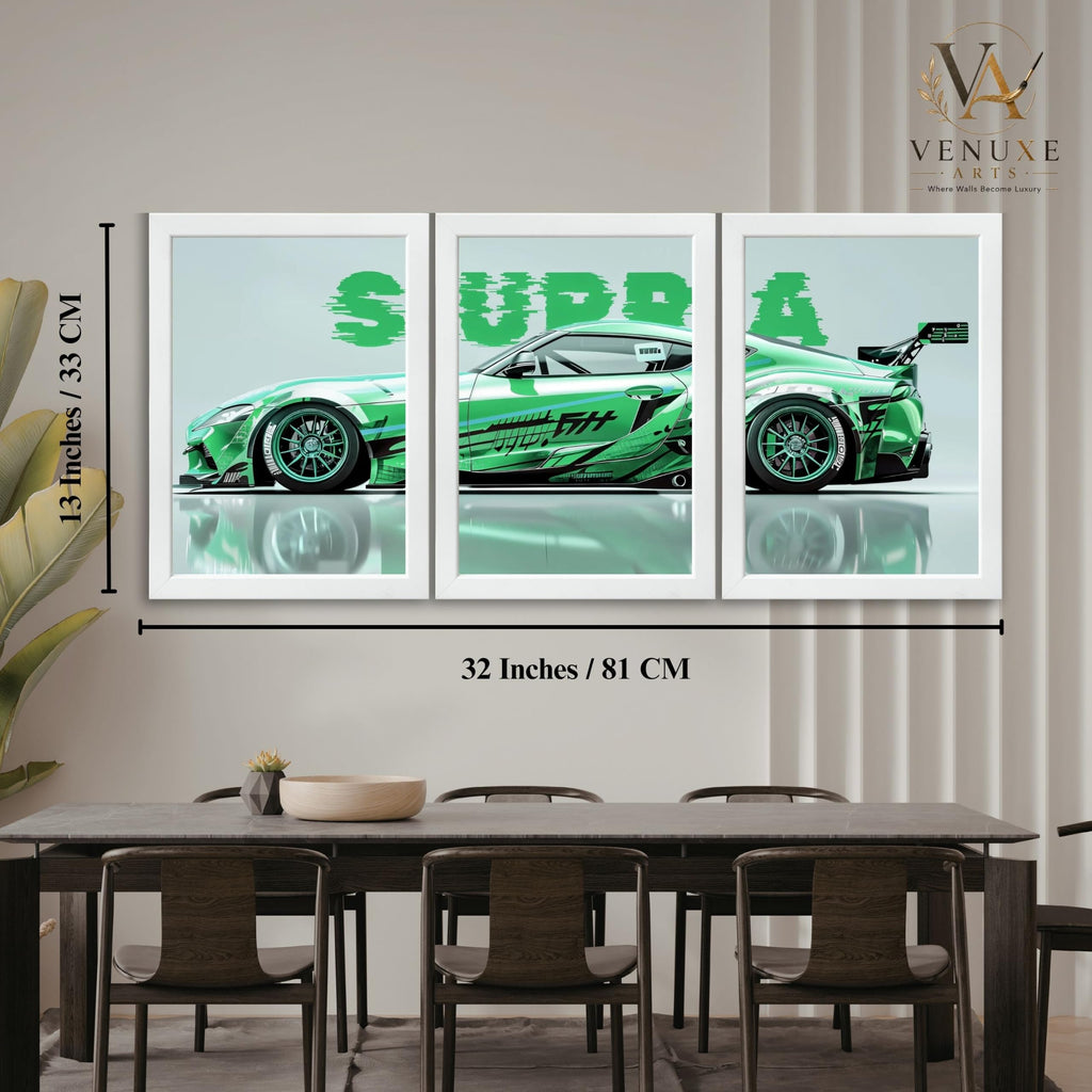 VENUXE ARTS Set Of 3 Big Sports Cars Framed Posters Gift Items for Boys Room Wall Decoration Bedroom Living Room Office Studio Décor | Car Poster Frame for Wall Décor