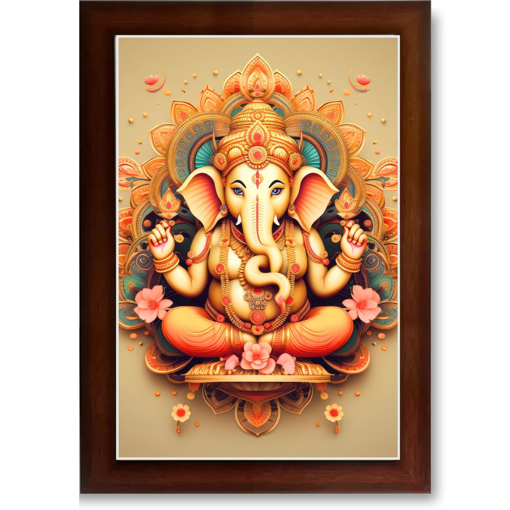 CRAFT QUEST Lord Ganesh ji Wall Hanging Frame for Living Room, Pooja Room Décor GA-216