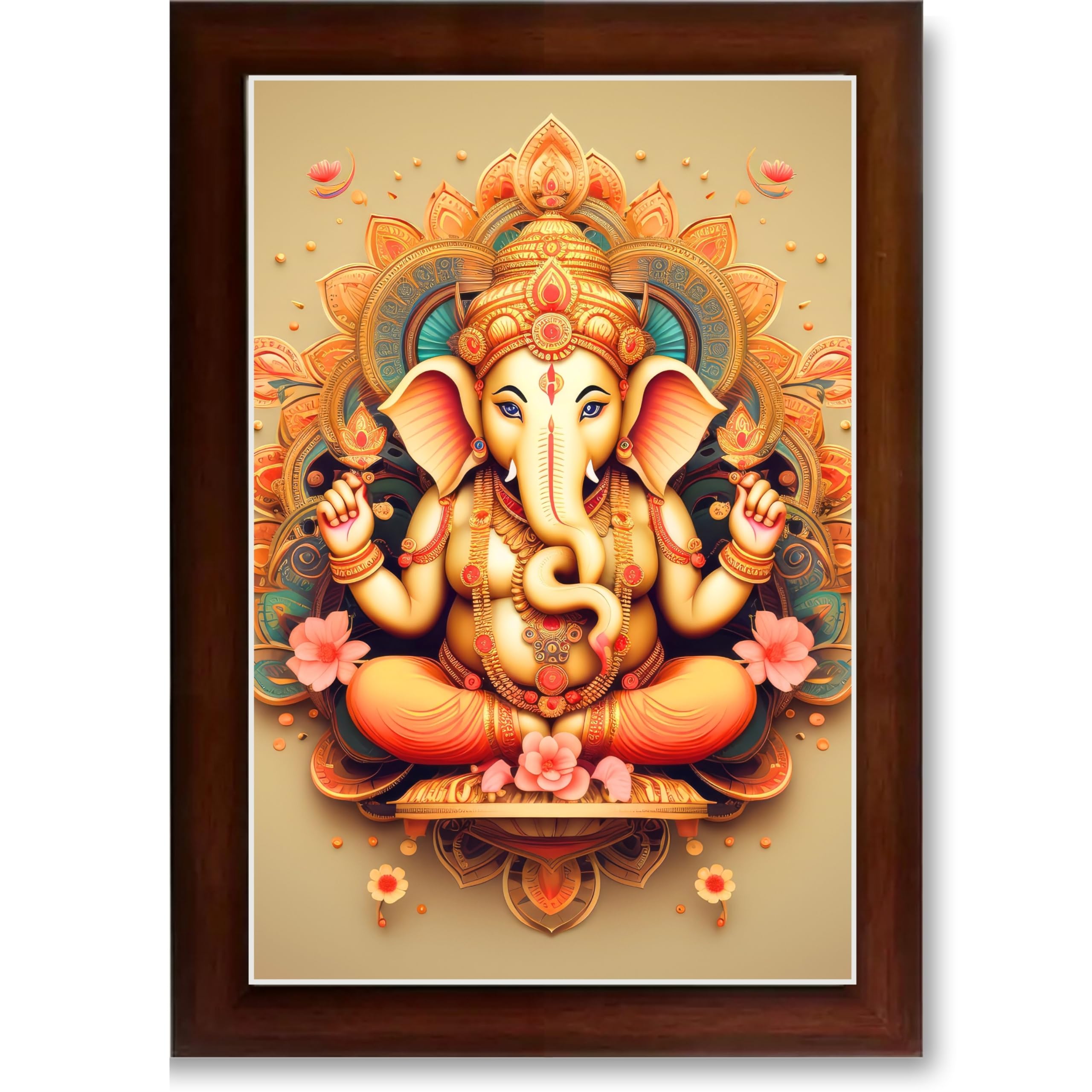 CRAFT QUEST Lord Ganesh ji Wall Hanging Frame for Living Room, Pooja Room Décor GA-216