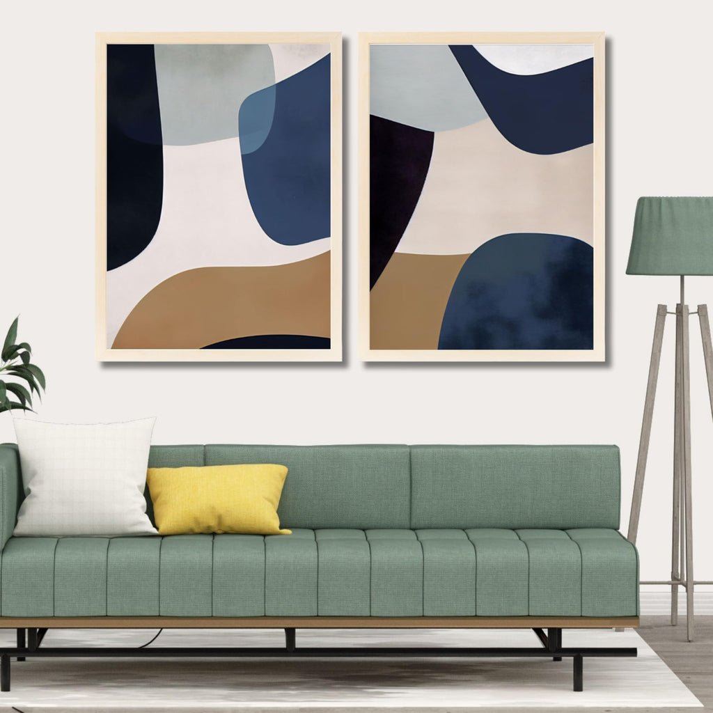 CRAFT QUEST Wall Art Decor Paintings | Set of 2 Abstract Wall Art Frames for Home Decoration | Perfect for Living Room, Bedroom & Office