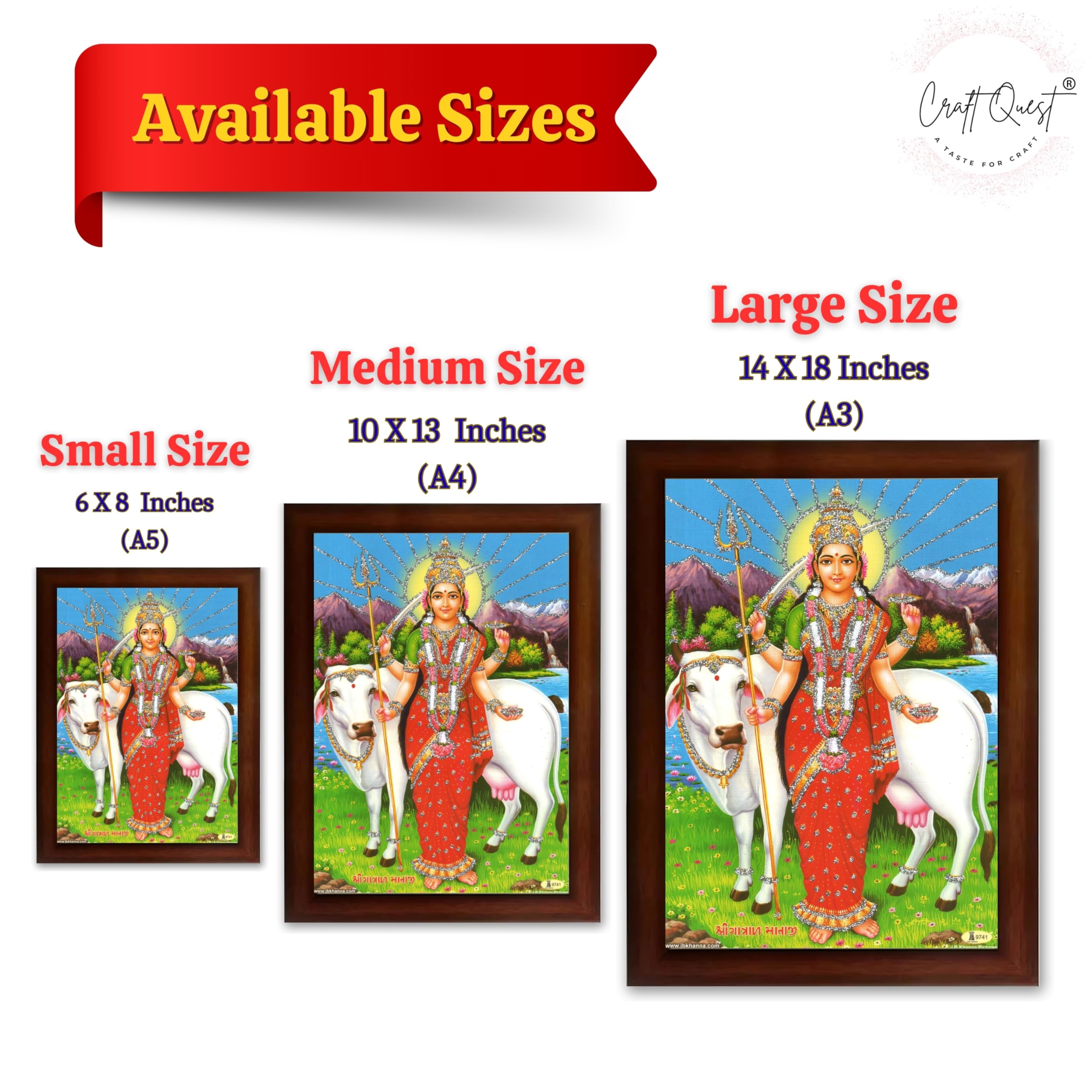 CRAFT QUEST Gatrad Devi Maa Mata Ji Mataji Wall Painting For Home Decor wooden framed