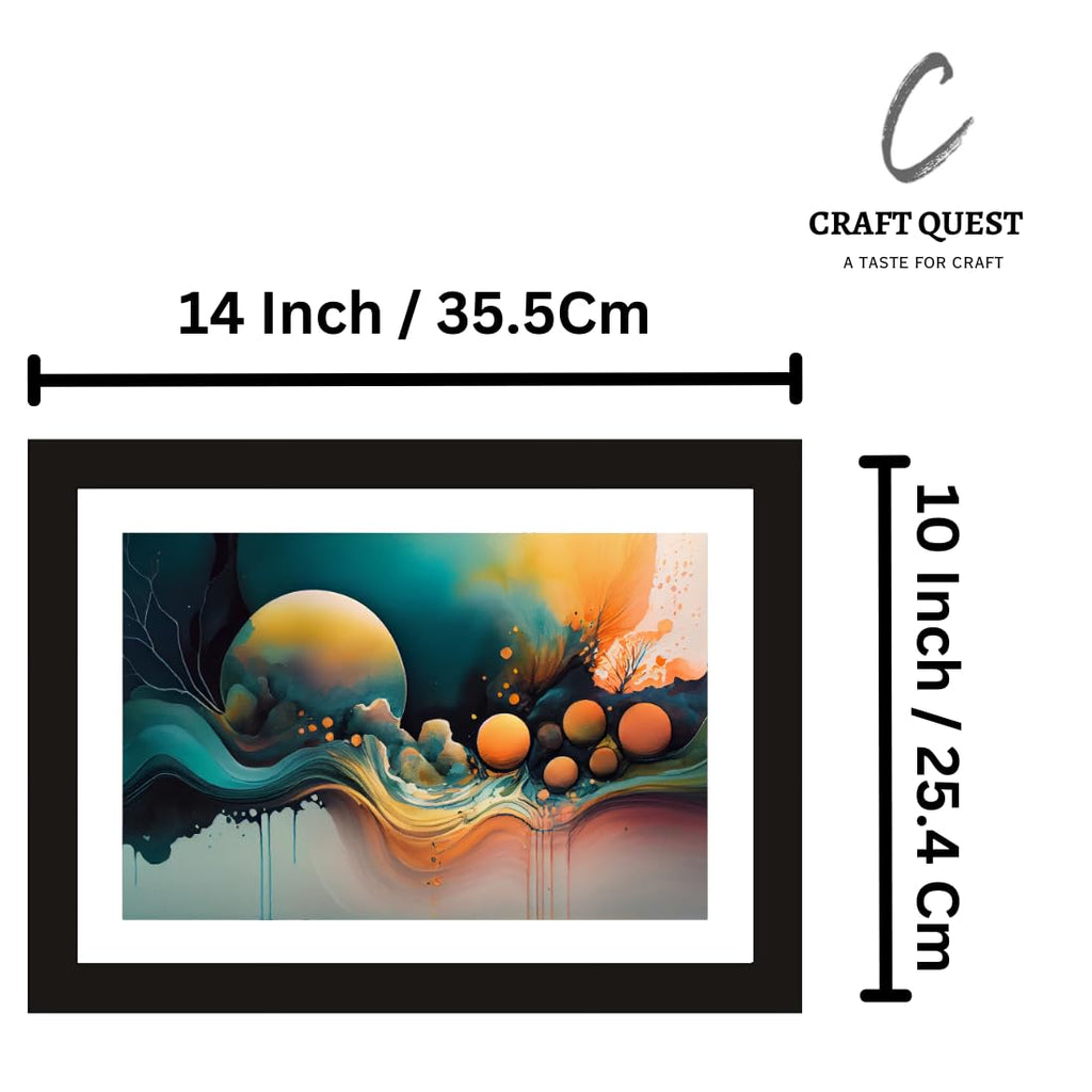 CRAFT QUEST Abstract Tropical Reverie Modern Art Poster Frame for Home & Office Wall Decoration - Portrait, Wall Display (Black, 14x10 Inch Frame with Art Print)