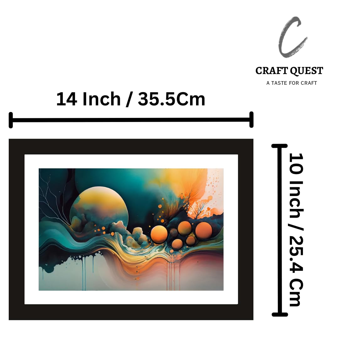 CRAFT QUEST Abstract Tropical Reverie Modern Art Poster Frame for Home & Office Wall Decoration - Portrait, Wall Display (Black, 14x10 Inch Frame with Art Print)