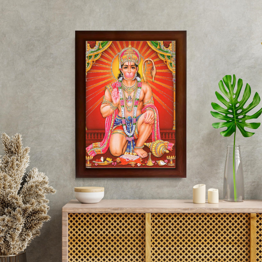 CRAFT QUEST Hanuman JI | Bajrangbali Religious Photo frame Home Decorative Item Synthetic frame