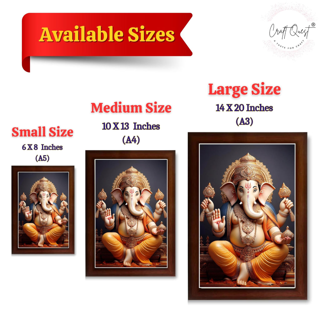CRAFT QUEST Lord Ganesha Ganpati Ganapathi Hanging Wall Painting Framed For Home Décor