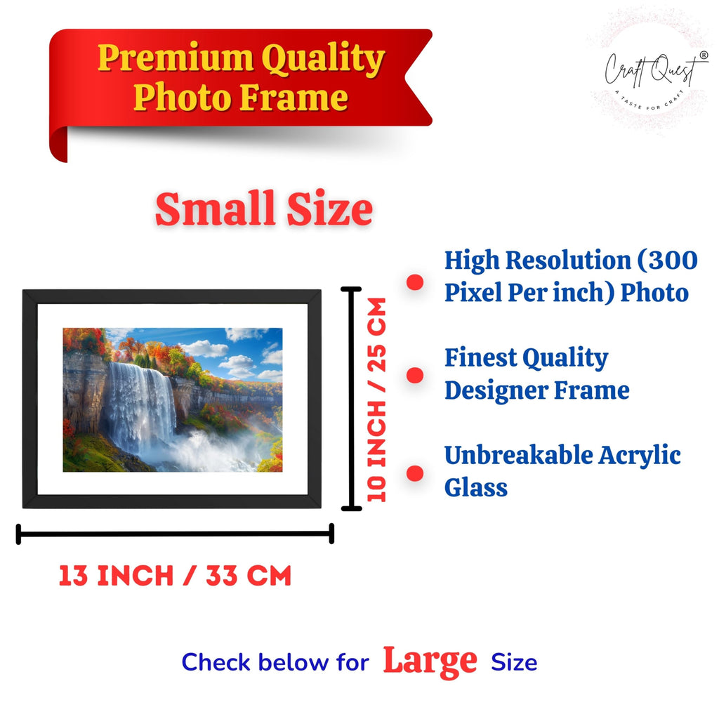 CRAFT QUEST Vastu Waterfall Landscape Scenery Photo Frame With Acrylic Sheet | Living Room, Bedroom | Home Decoration | Best Gifting Option