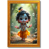 CRAFT QUEST Shri Bal Gopal Painting | Krishna Photo Frames for Walls, Home, Bedroom, Living Room and Home Decor