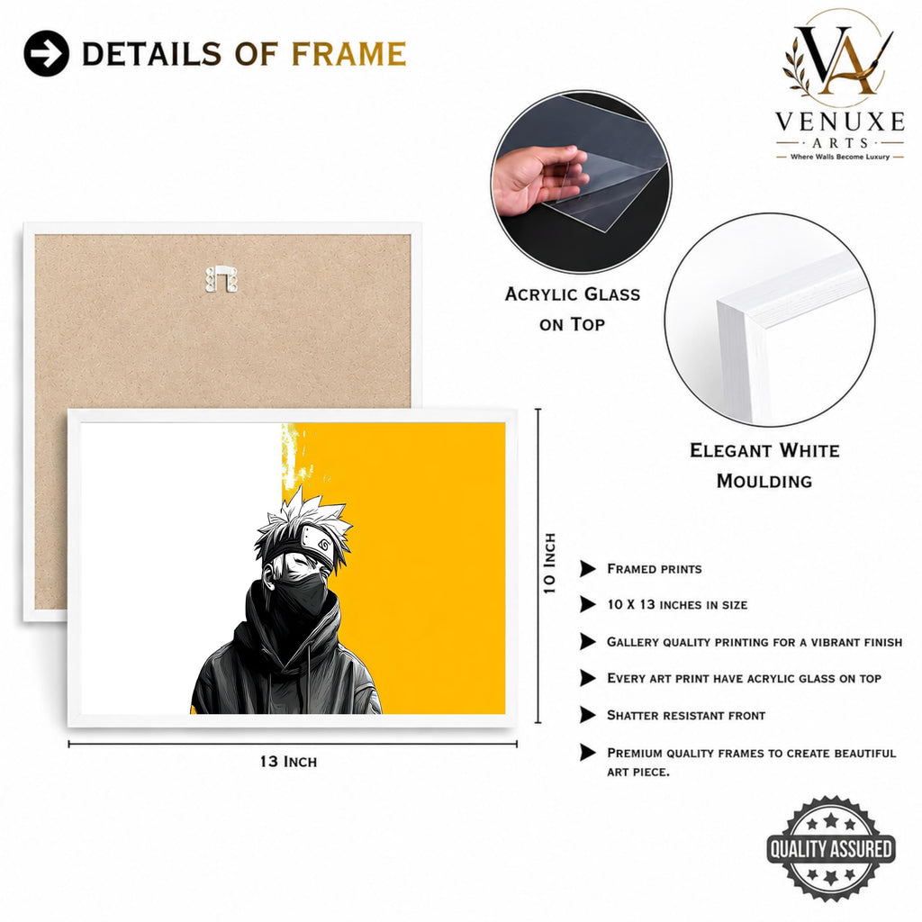 VENUXE ARTS Set Of 3 Anime Characters Wall Framed |Anime Characters Framed Poster for Living Room Bedroom Gaming Room Studio Wall Decor
