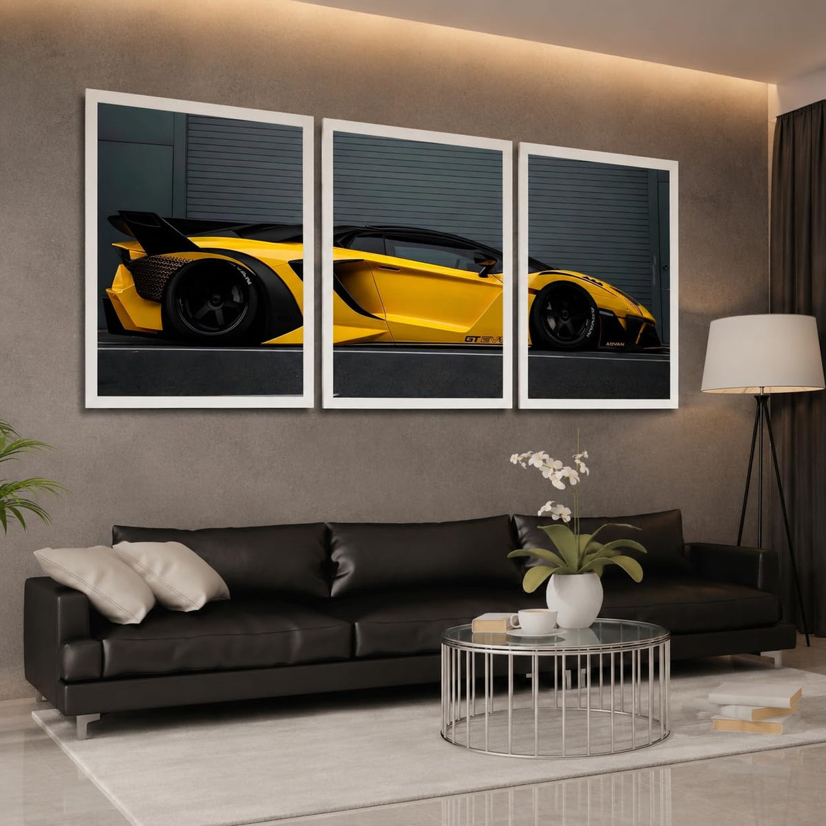 VENUXE ARTS Set Of 3 Big Sports Cars Framed Posters Gift Items for Boys Room Wall Decoration Bedroom Living Room Office Studio Décor | Car Poster Frame for Wall Décor