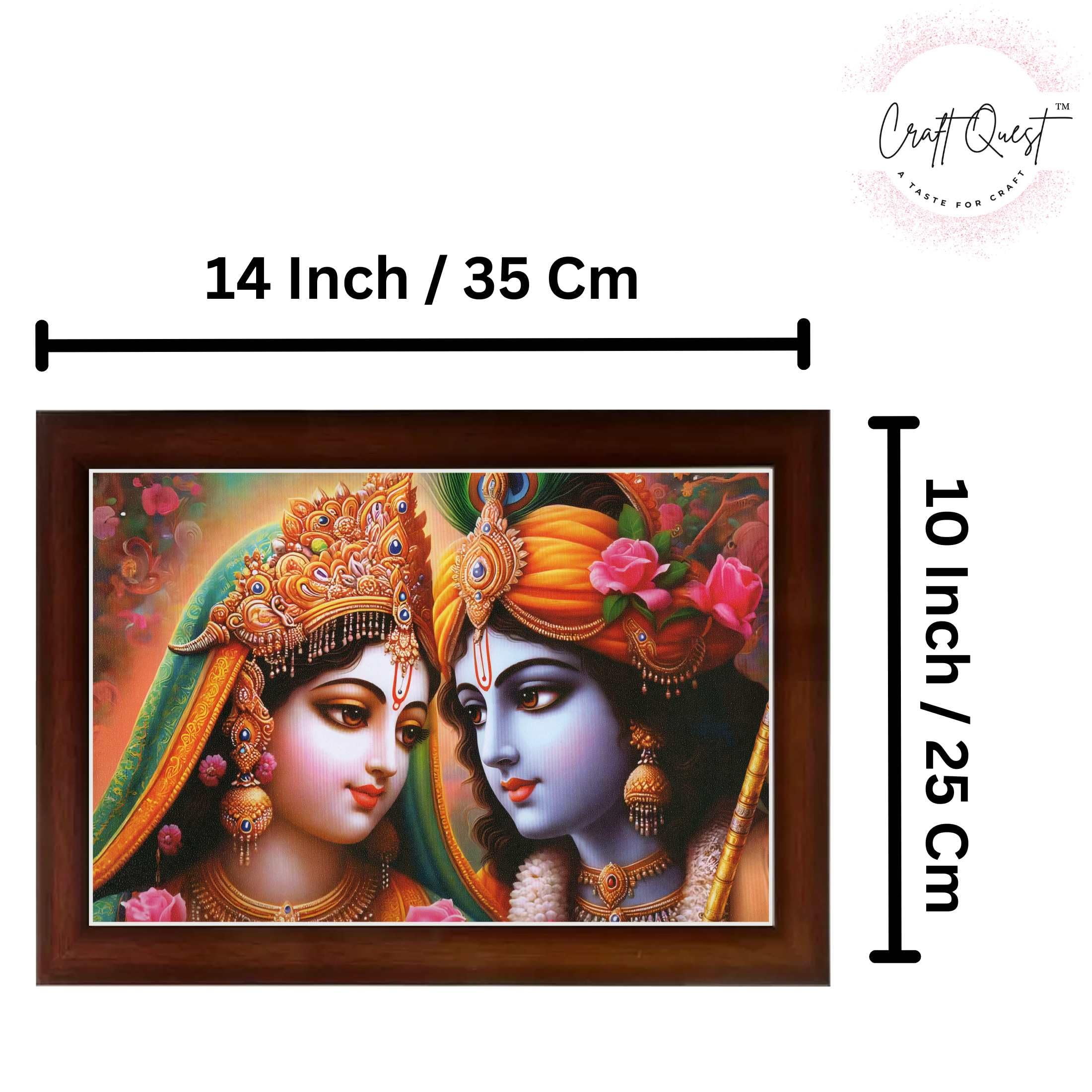 CRAFT QUEST Radha Krishna Art Photo Framed Painting for Home and Bedroom Wall Decoration of Size 14X10 Inches with Frame And Acrylic Glass RK210