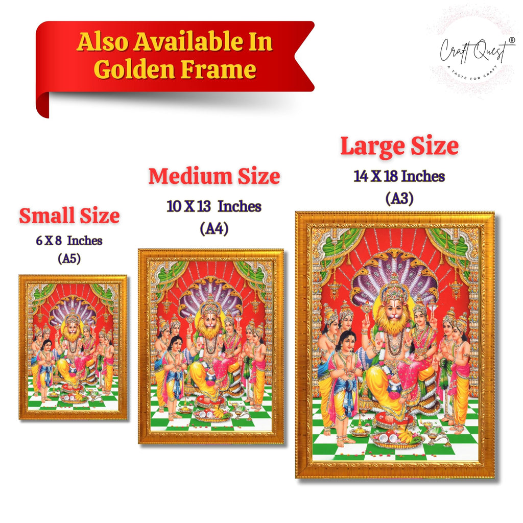 CRAFT QUEST Narasimha Swamy Lakshmi Narsingh Bhagwan Photo Framed | Acrylic Glass, Lightweight | Ideal for Home, Office, Temple & Puja Room, Wall Decor