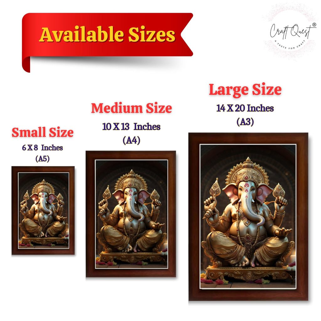 CRAFT QUEST Lord Ganpati Ganapathi Hanging Wall Painting Framed Home Decor GA-258