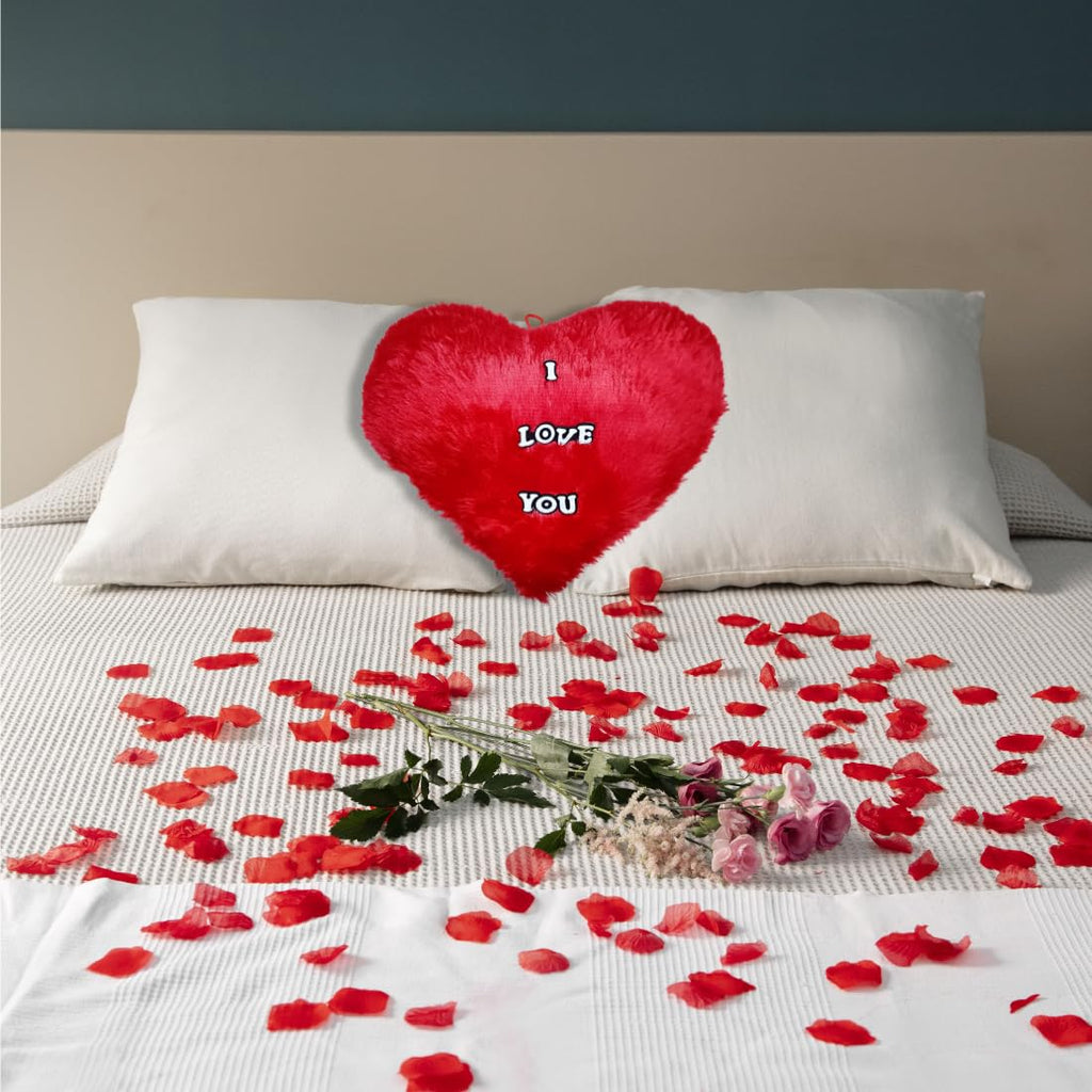 CRAFT QUEST Heart Shape I Love You Cushion Pillow - Valentine Gift for Girlfriend/Boyfriend/Couples/Husband and Wife - Valentine's Day Love Pillow (Red, 13 * 13 Inch)