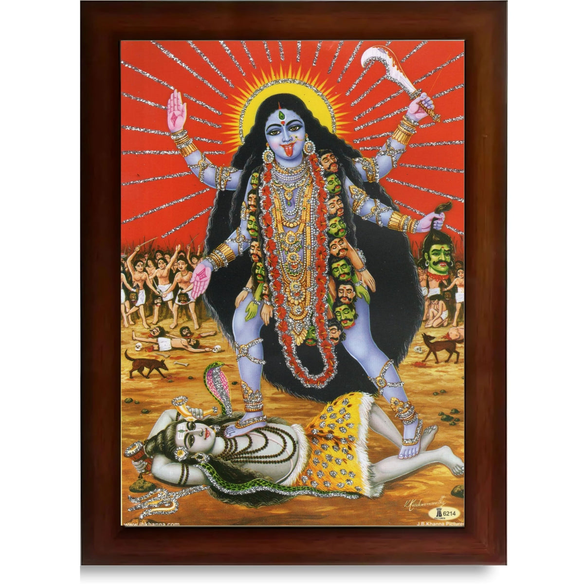 CRAFT QUEST Kali Mata photo with frame, God Religious Framed With Acrylic Glass