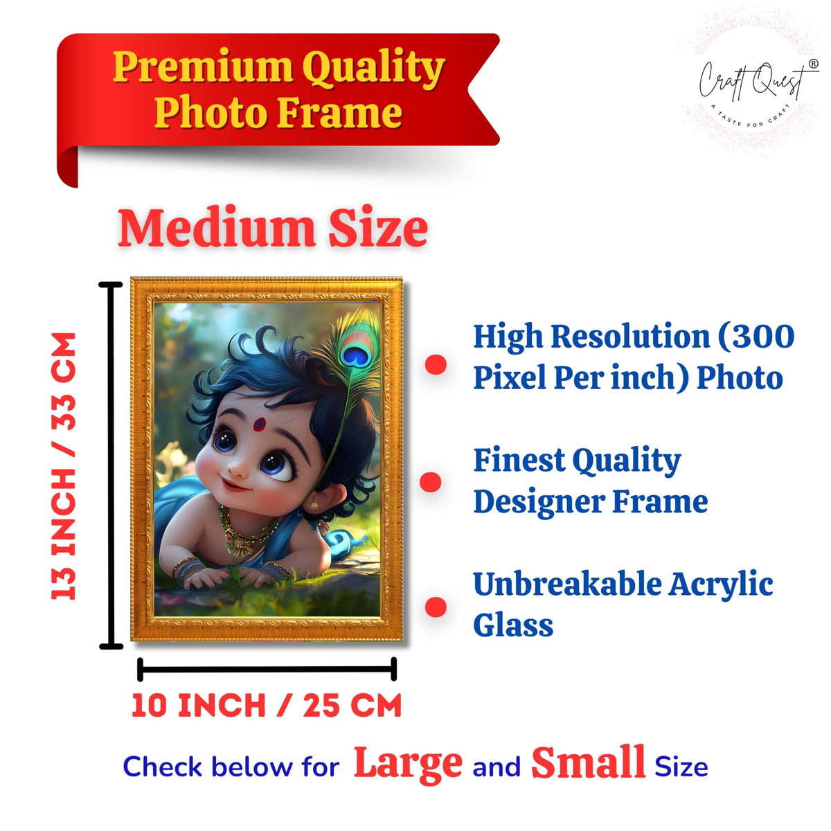 CRAFT QUEST Bal Gopal Painting Kanha Ji Poster | Laddu Lord Makhan Chor | Walls Home Bedroom Living Room Decoration Gift.