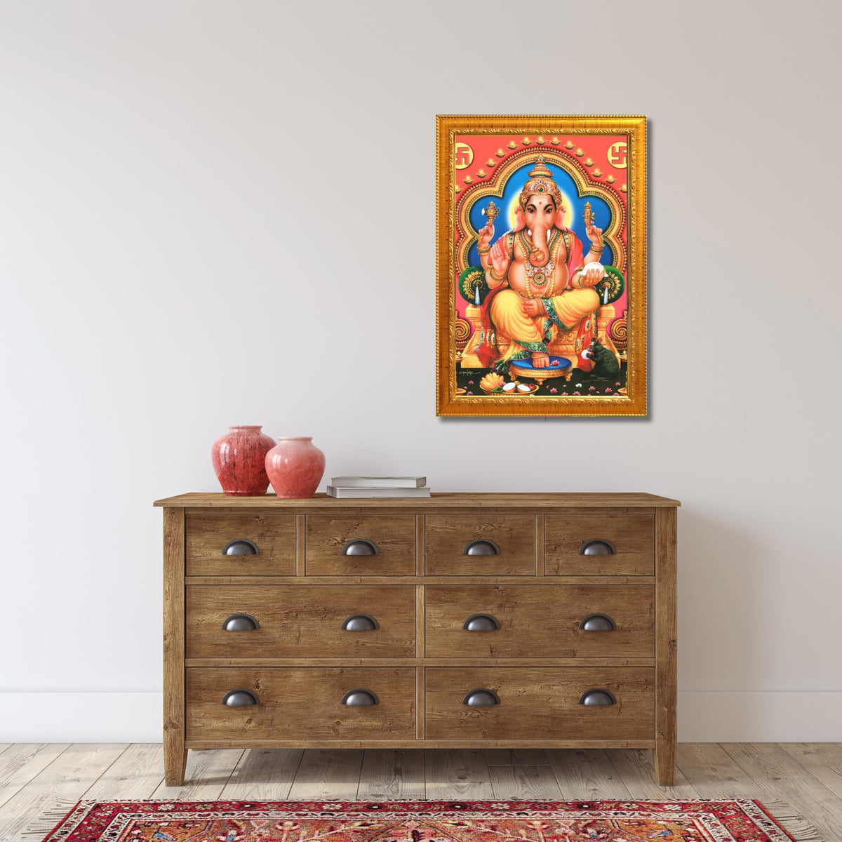 CRAFT QUEST Lord Ganpati Modern Wall Art Painting With Frame, Home and Office Decor