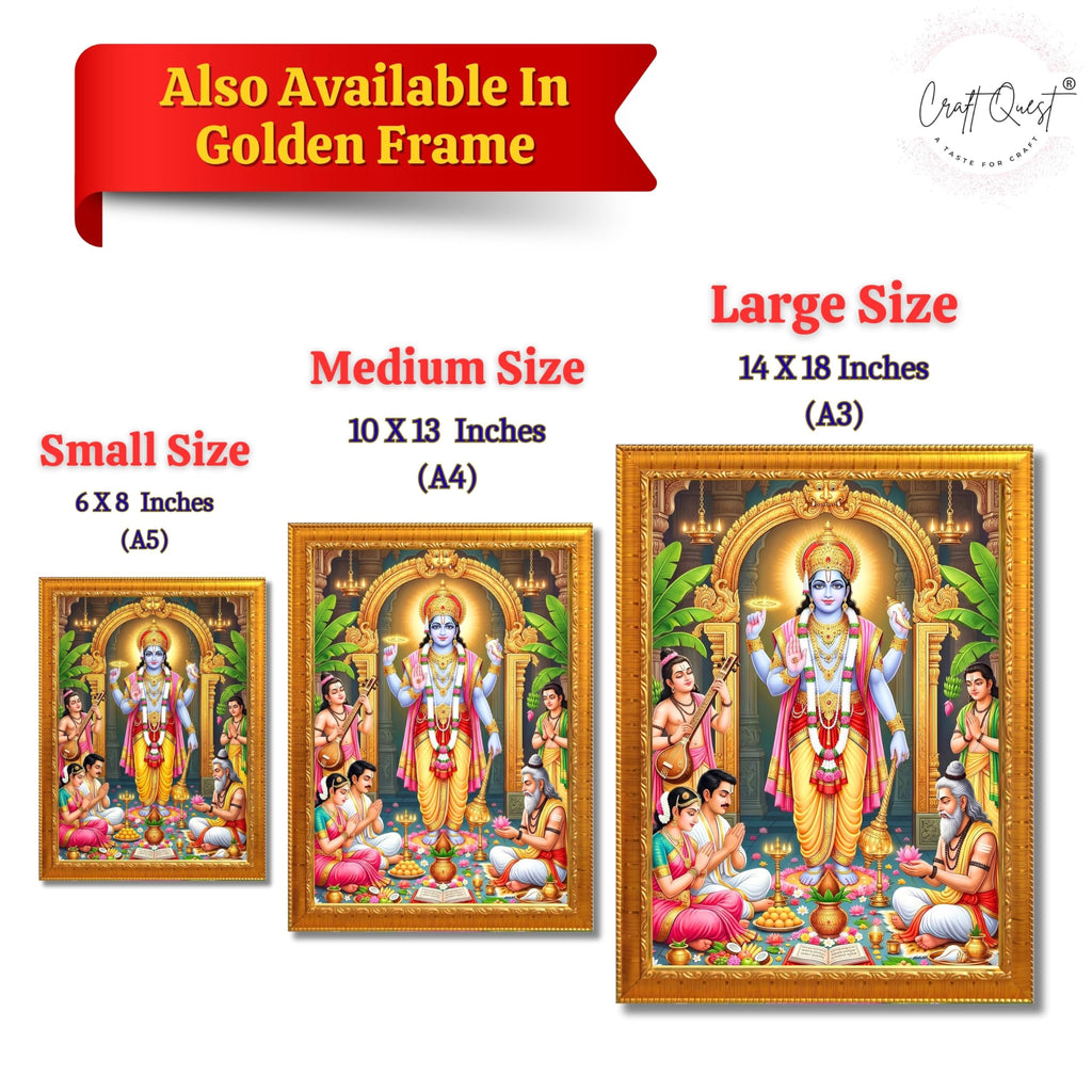 CRAFT QUEST Satyanarayana Swamy Hindu God Satyanarayan Photo Frame | Religious Photo Frame | Ideal for Home, Office, Temple & Puja Room, Wall Decor Item
