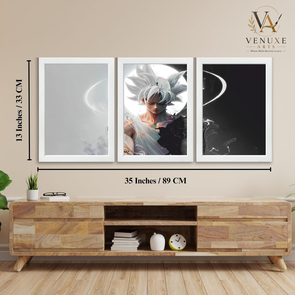 VENUXE ARTS Set Of 3 Anime Characters Wall Framed |Anime Characters Framed Poster for Living Room Bedroom Gaming Room Studio Wall Decor
