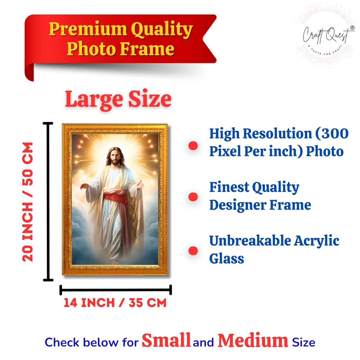 CRAFT QUEST Lord Jesus Christ Blessing Wall Artwork Wood Photo Frame Wall Hanging Gift Item