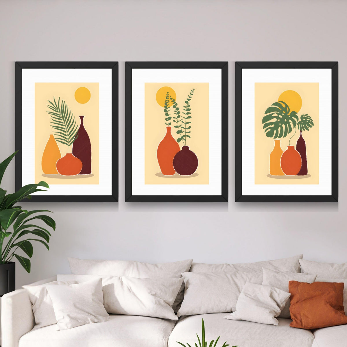 CRAFT QUEST Wall Art Decor Paintings | Set of 3 FLORAL Wall Art Frames for Home Decoration | Ideal for Living Room, Bedroom & Offices