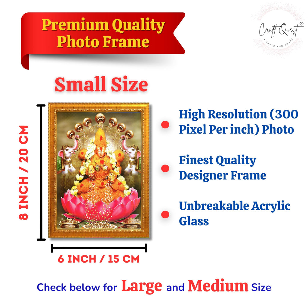 CRAFT QUEST Padmavati Devi Padmavathi Thayar Amman Wall Photo Framed | South God Picture Frame for Home, Office, Temple & Gifting, Decor