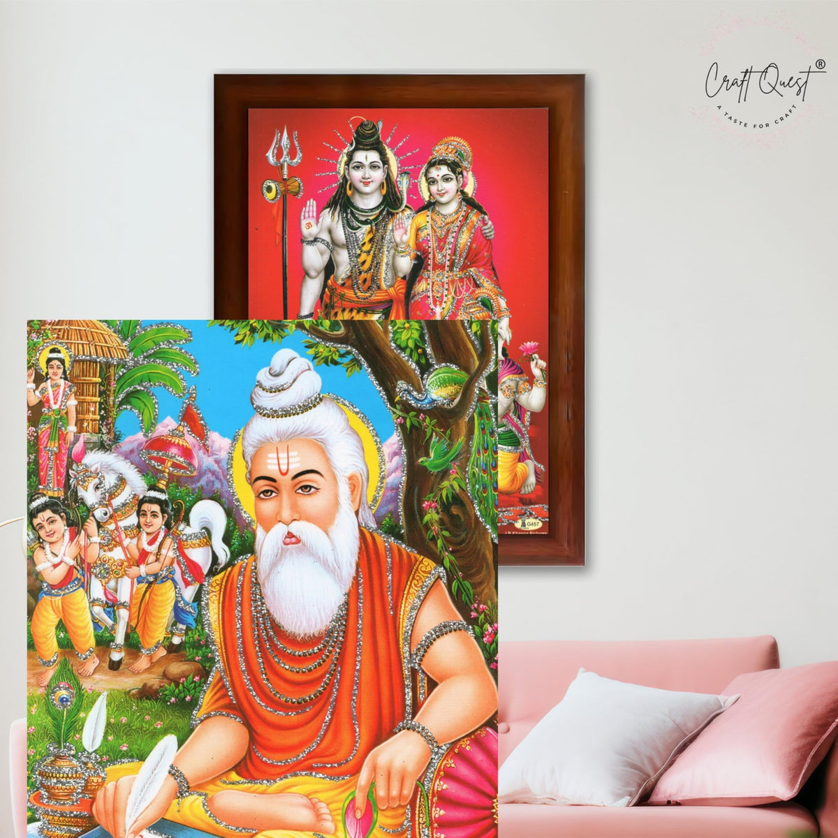 CRAFT QUEST Maharishi Valmiki Photo frame | Acrylic, Lightweight | Hindu God Spiritual Framed | Ideal for Home, Office, Temple & Puja Room, Wall Decor