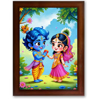 CRAFT QUEST Cute Bal Gopal HD Print | Bal Krishna Frame for Home Temple, Office Desk, Car Dashboard