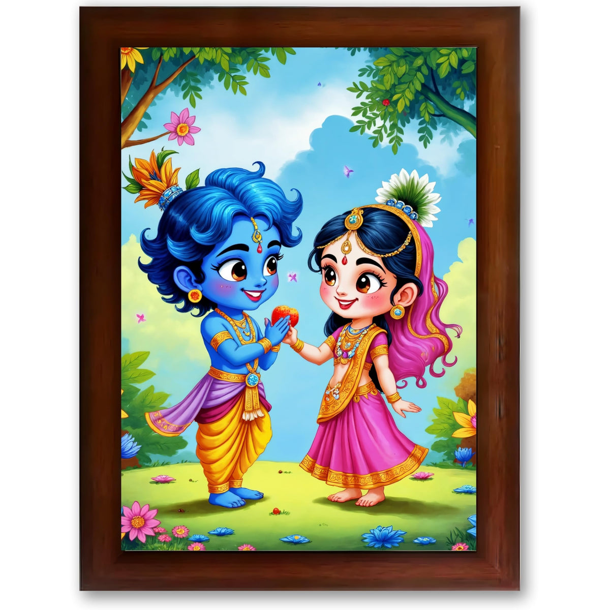 CRAFT QUEST Cute Bal Gopal HD Print | Bal Krishna Frame for Home Temple, Office Desk, Car Dashboard