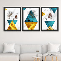 CRAFT QUEST Abstract Modern Art Wall Frame | Set of 3 Frames for Home Decoration | Ideal for Living Room, Bedroom & Offices