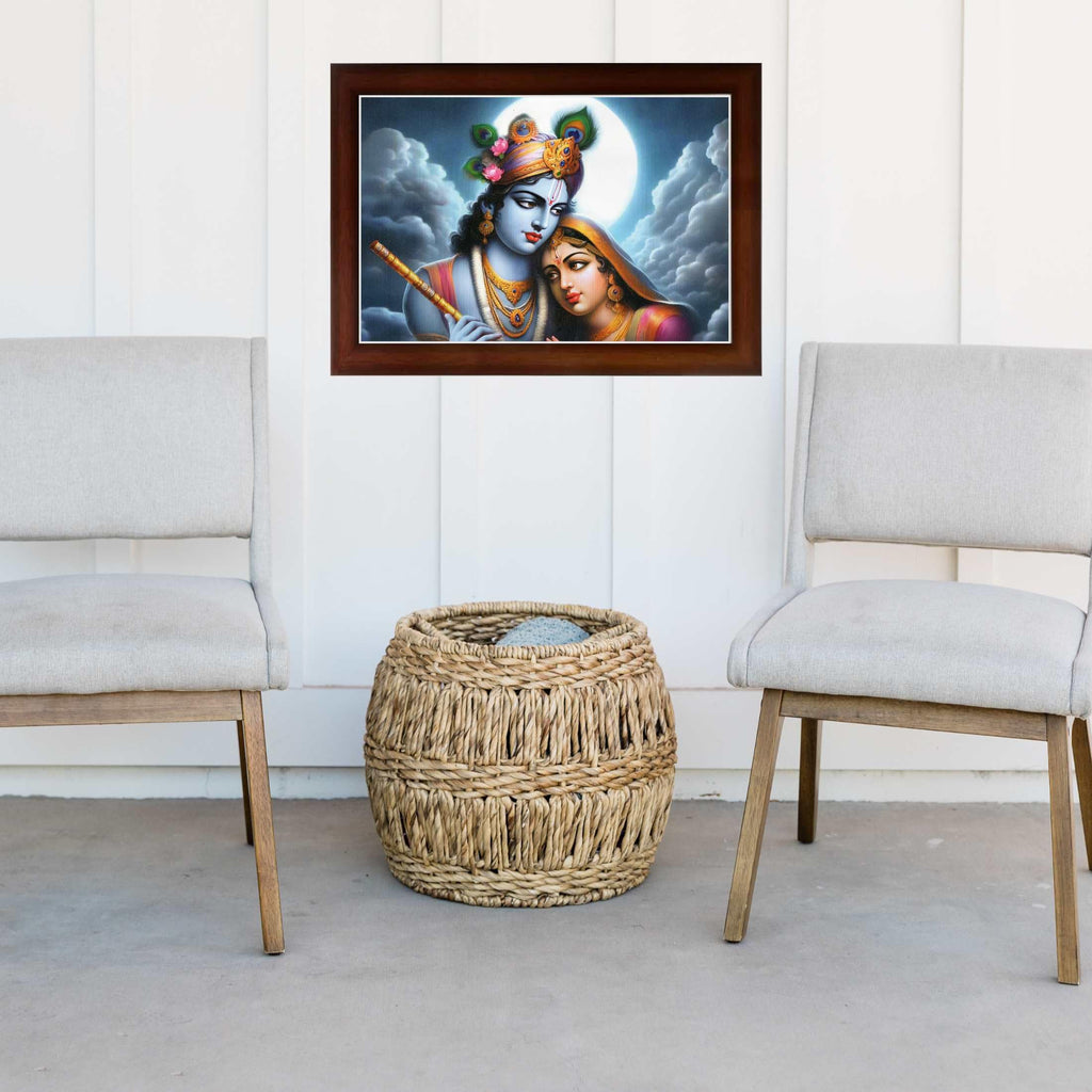 CRAFT QUEST Radha Krishna Art Photo Framed Painting for Home and Bedroom Wall Decoration of Size 14X10 Inches with Frame And Acrylic Glass RK211