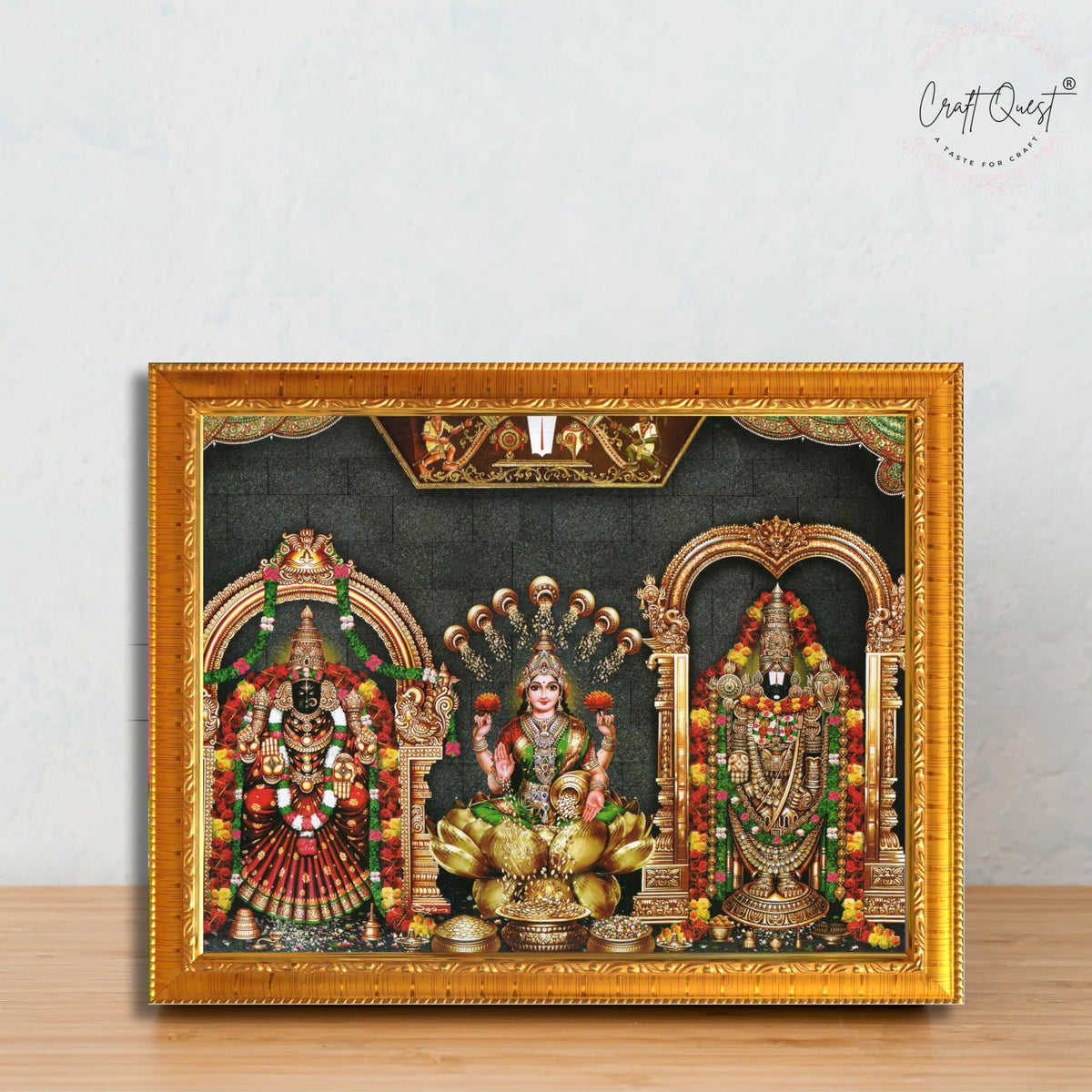 CRAFT QUEST Tirupati Balaji with Padmavati Venkateshwara; Wall Photo Frame | South God Frame for Home, Office, Temple & Gifting