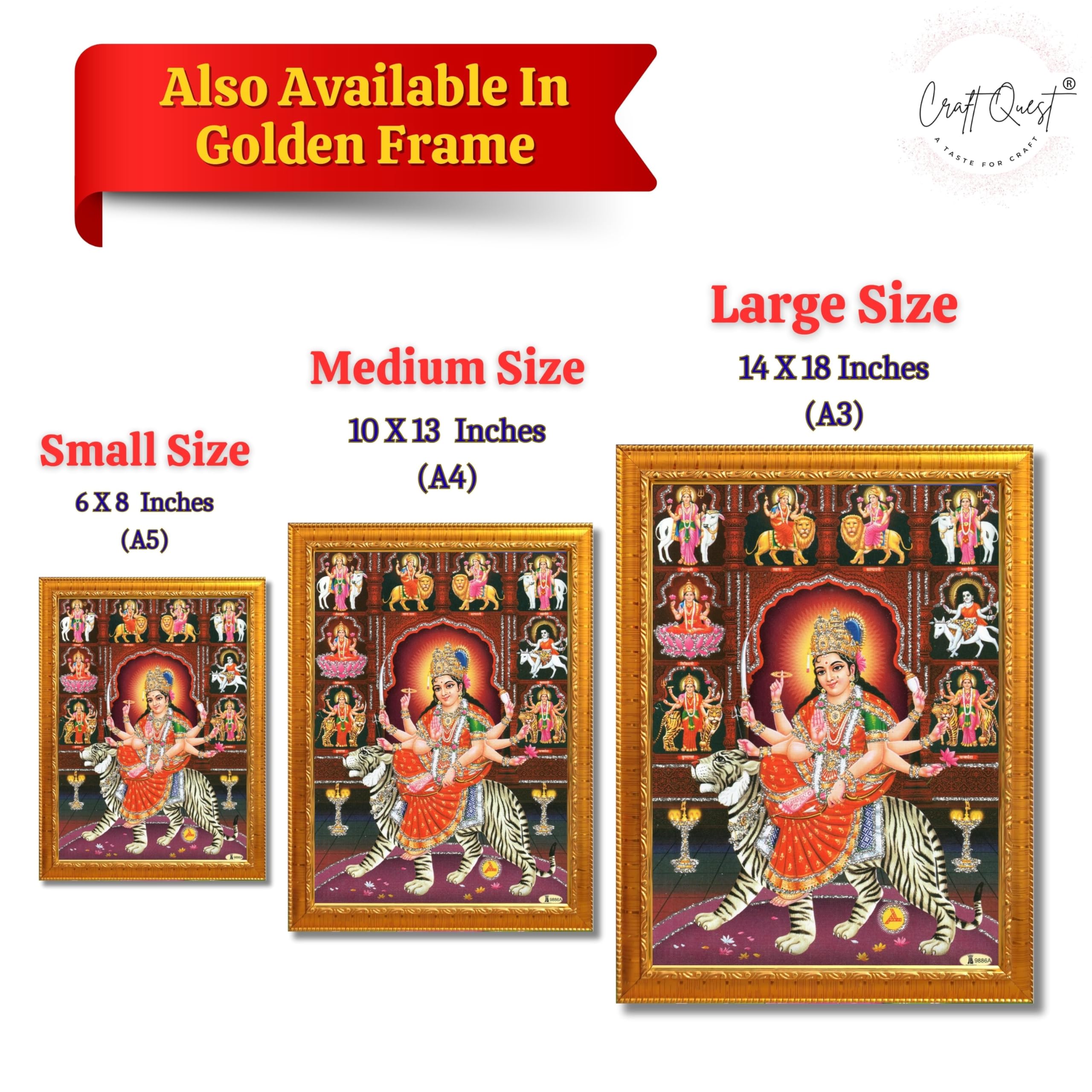 CRAFT QUEST Durga Mata Goddess Navadurga Navdurga Wall Painting Framed Home Décor