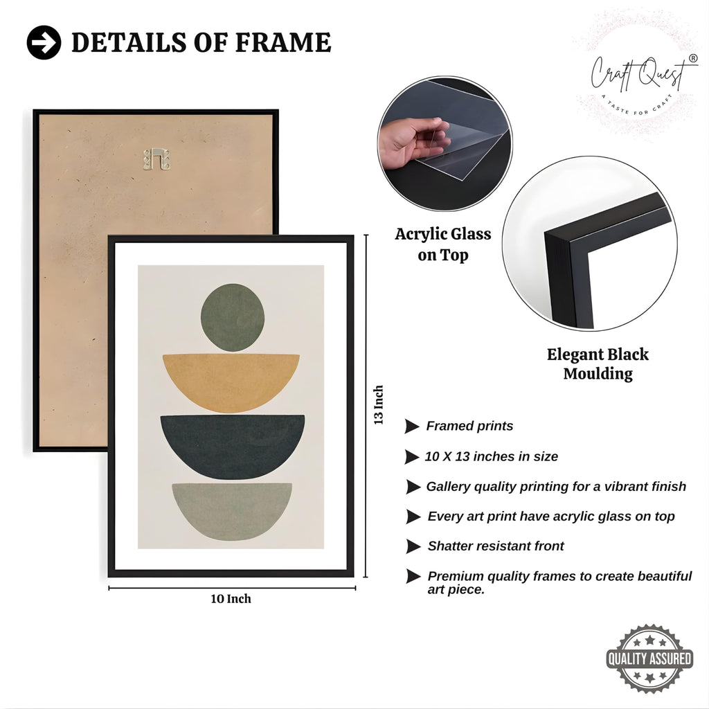 CRAFT QUEST Abstract With Different Shapes | Set of 3 Frames for Home Decoration | Ideal for Living Room, Bedroom & Offices