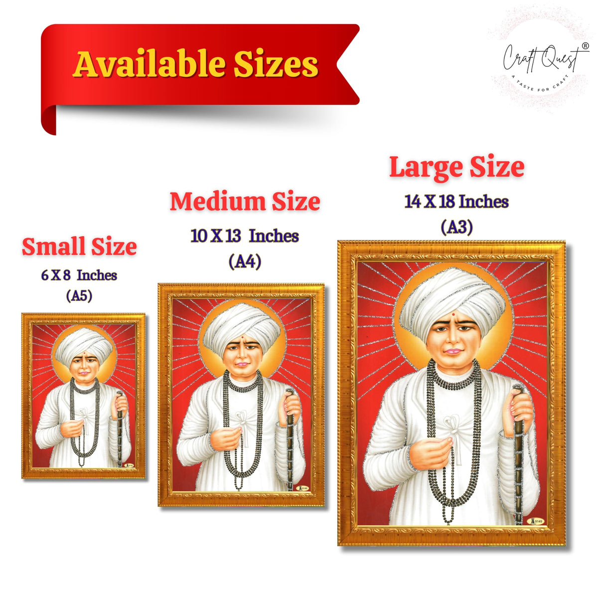CRAFT QUEST Shri Jalaram Bapa Ji Guru Wall Painting Framed Home Décor wooden framed