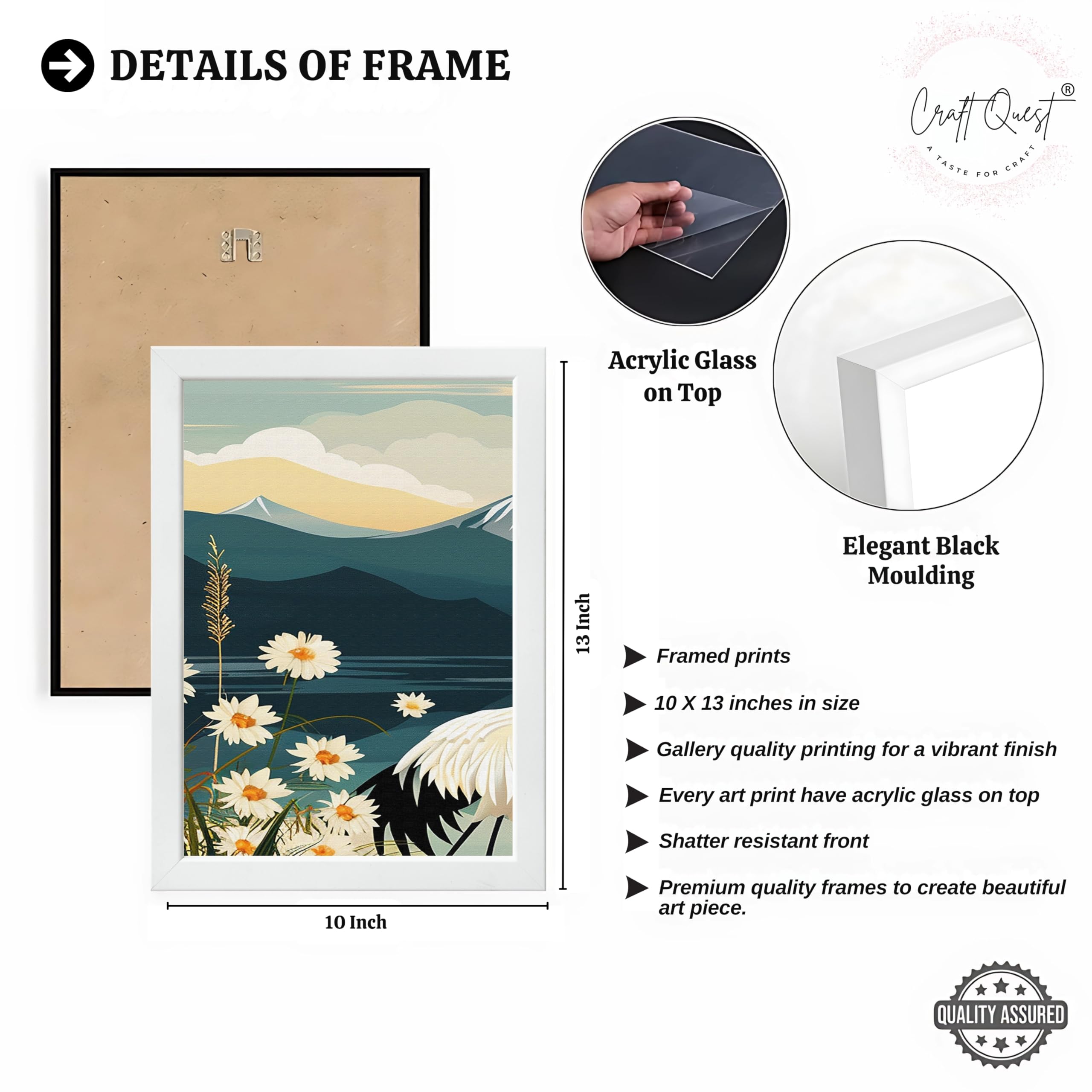 CRAFT QUEST Modern Of Lake & Mountains Wall Art | Set of 3 Frames for Home Decoration | Ideal for Living Room, Bedroom & Offices