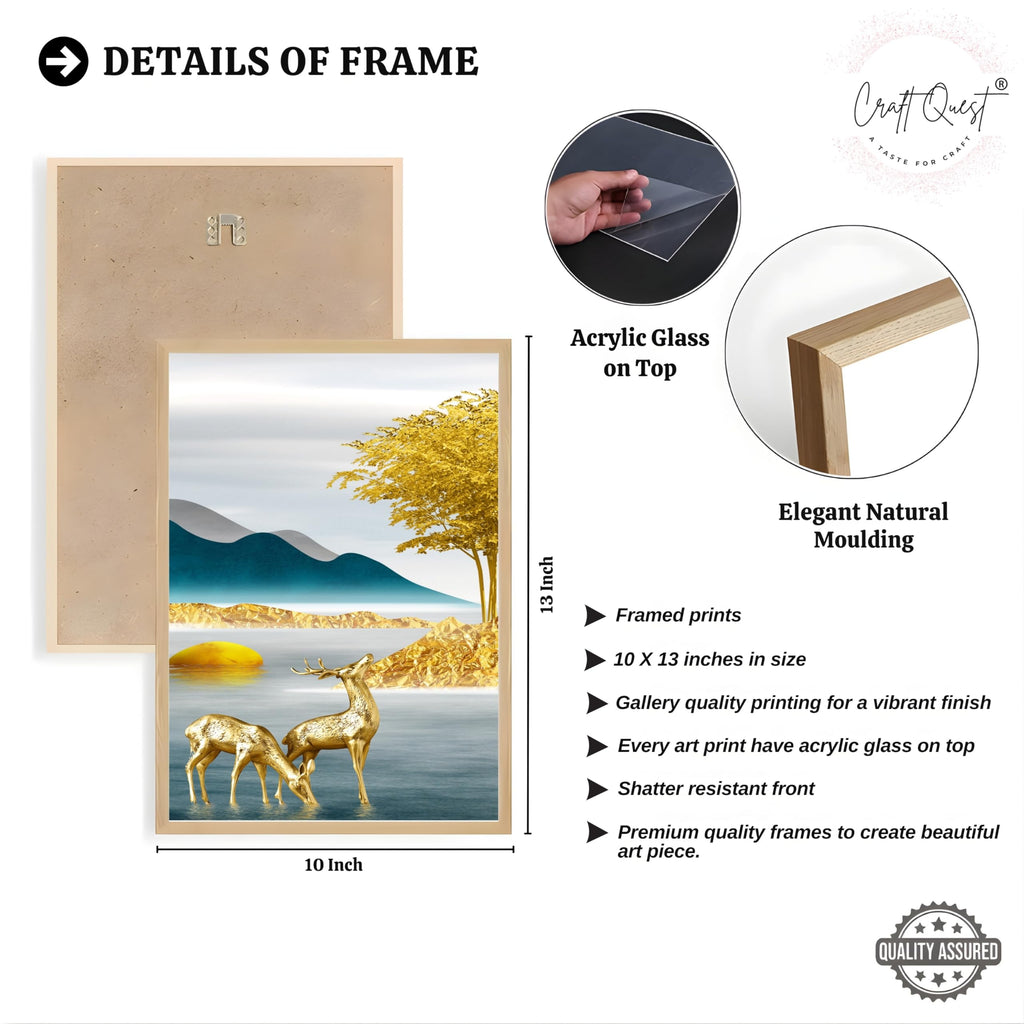 CRAFT QUEST Modern Art Landscapes Sanlian Abstract Wall Art | Set of 3 Frames for Home Decoration | Ideal for Living Room, Bedroom & Offices