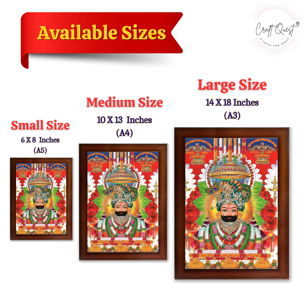 CRAFT QUEST Khatu Shyam Ji | Shyam Baba | Hare Ka Saharaa Khatu Shyam Hamara Photo Frame Wall Painting For Home Decoration And Gift