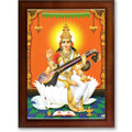 CRAFT QUEST Saraswati Devi Goddess Saraswathi Maa Wall Painting For Home Décor Synthetic wood Framed