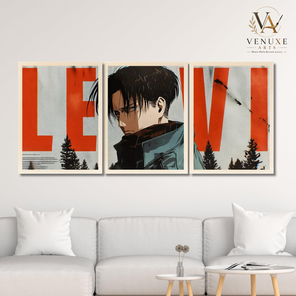 VENUXE ARTS Set Of 3 Anime Characters Wall Framed |Anime Characters Framed Poster for Living Room Bedroom Gaming Room Studio Wall Decor