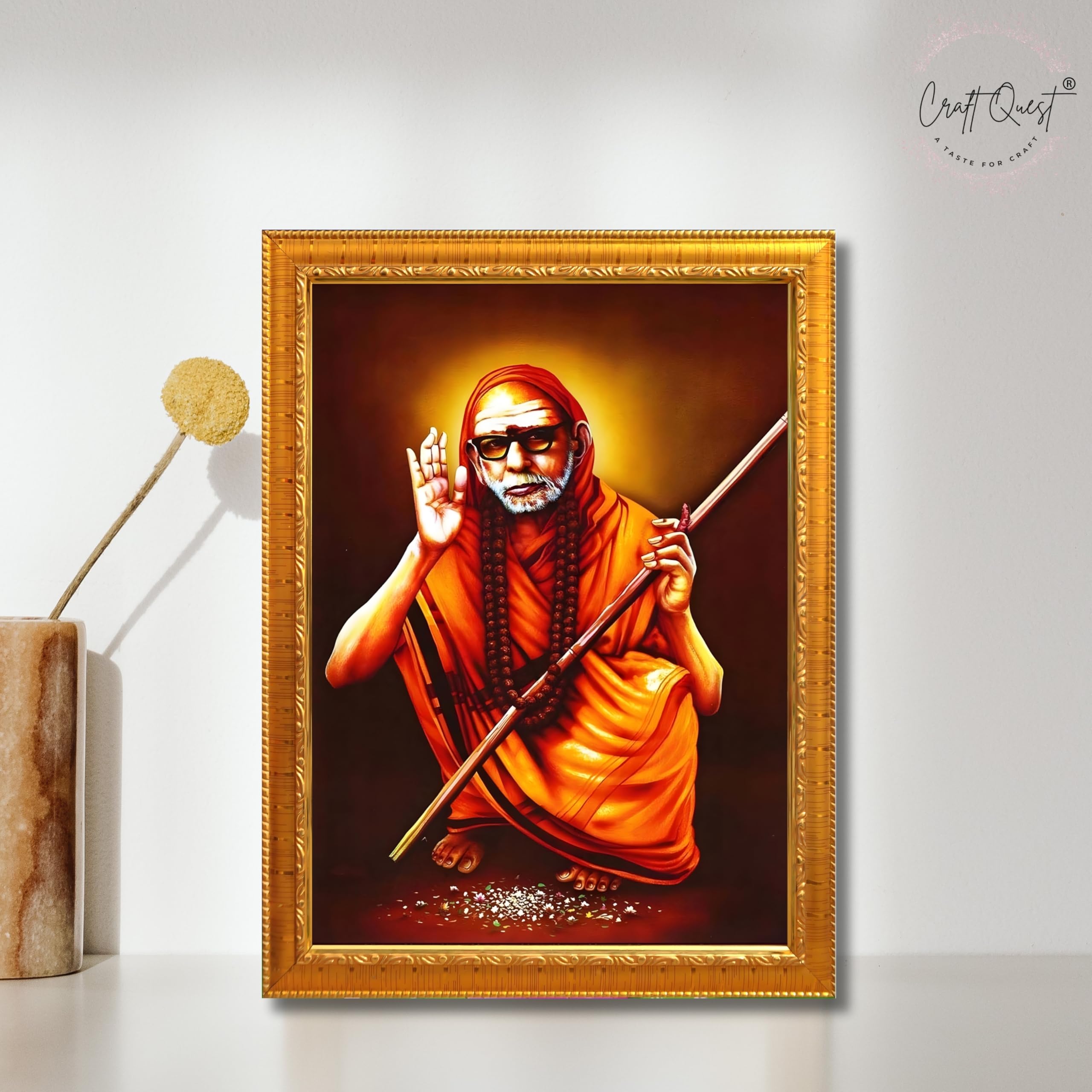 CRAFT QUEST Kanchi Maha Periyava Periyavar Periyar Kanji Wall Painting Framed|Home Décor