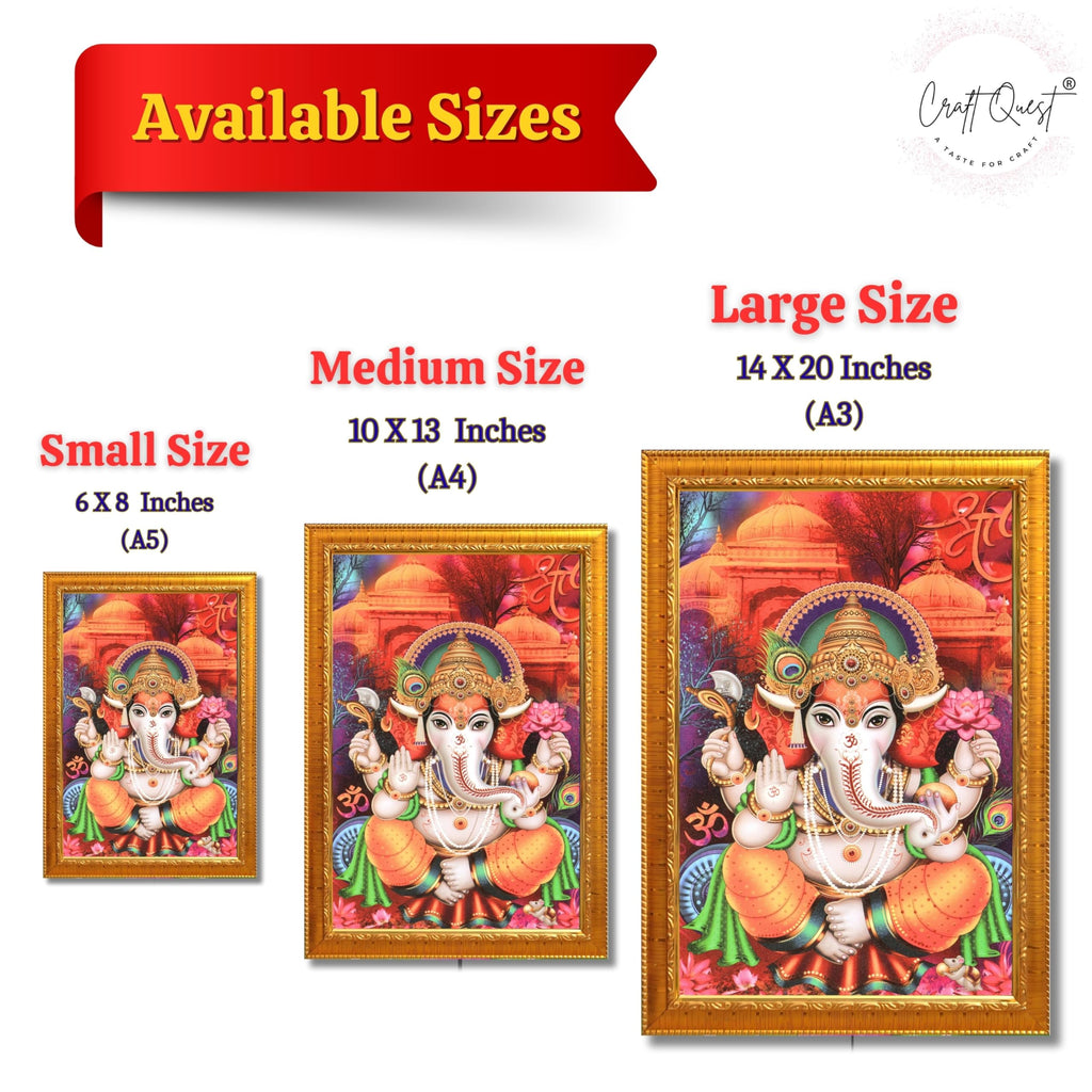 CRAFT QUEST Lord Ganesha Ganesh Ganpati Ganapathi Hanging Wall Painting Framed Home Decor