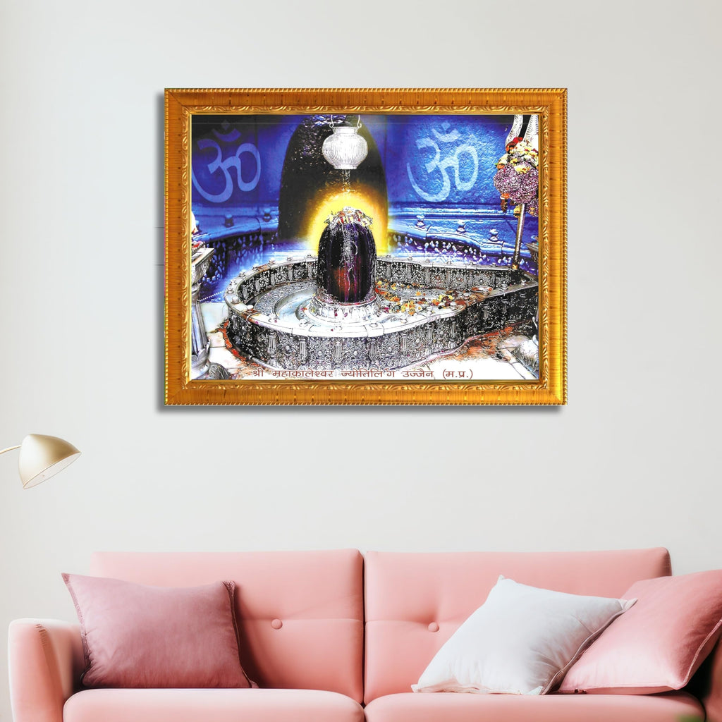 CRAFT QUEST Mahakal Jyotirling Photo With Frame Shiv Ujjain Mahakaleshwar Bholenath Photo Frame, Religious Photo Frame