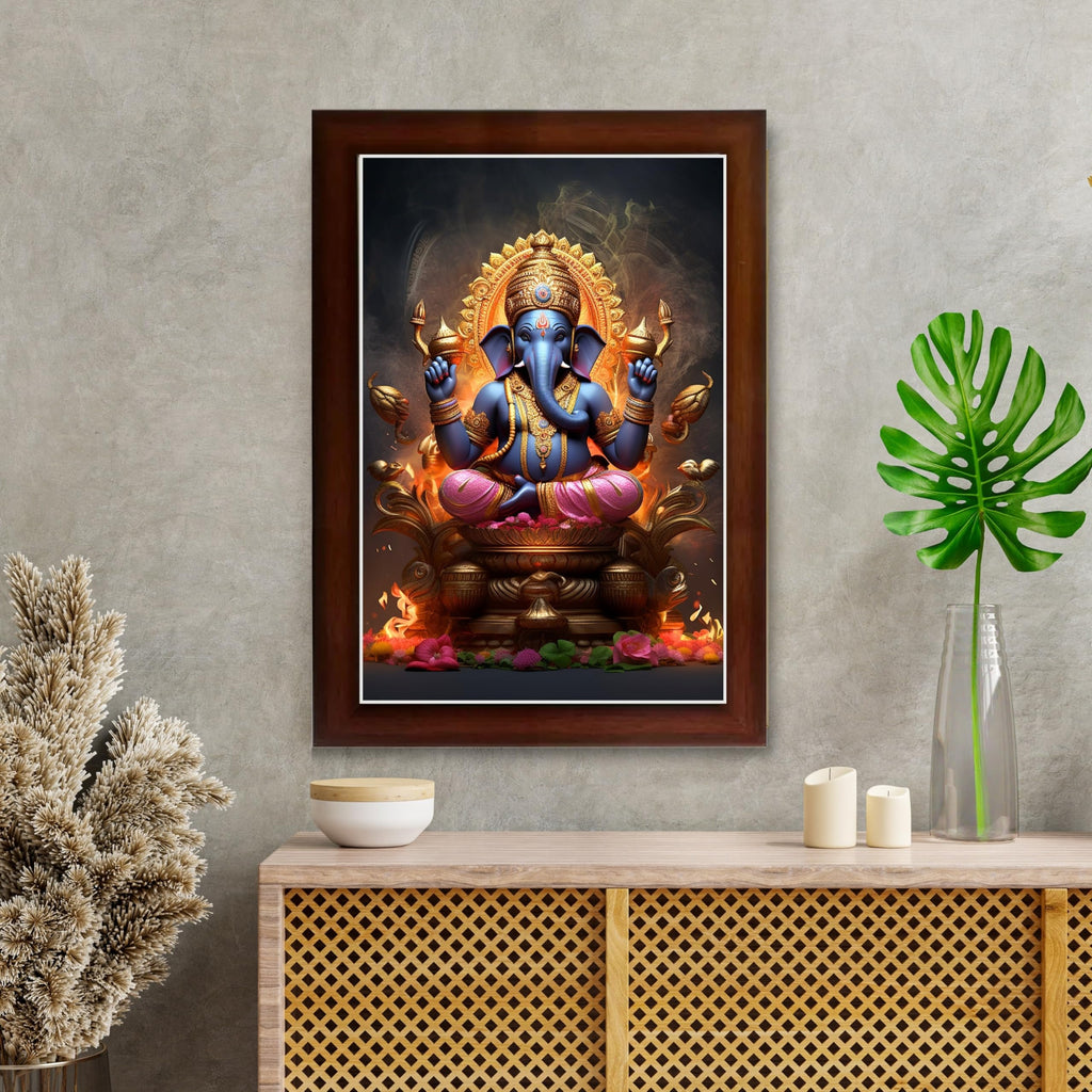 CRAFT QUEST God Ganpati Modern Wall Art Painting With Frame For Pooja,Office and Home Decor Item