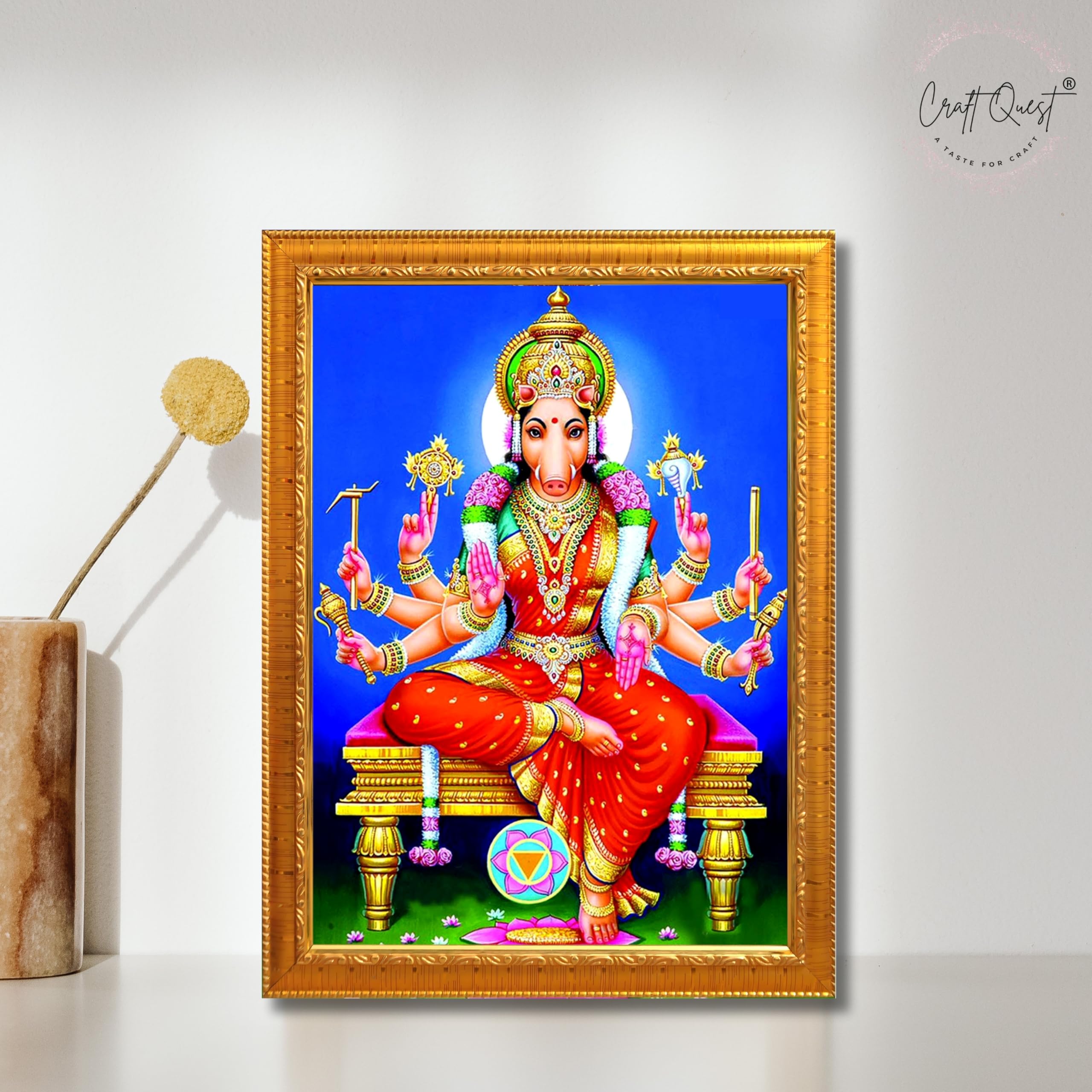 CRAFT QUEST Varahi Amman Devi Religious Photo Frame With Acrylic Glass, Religious Framed Painting