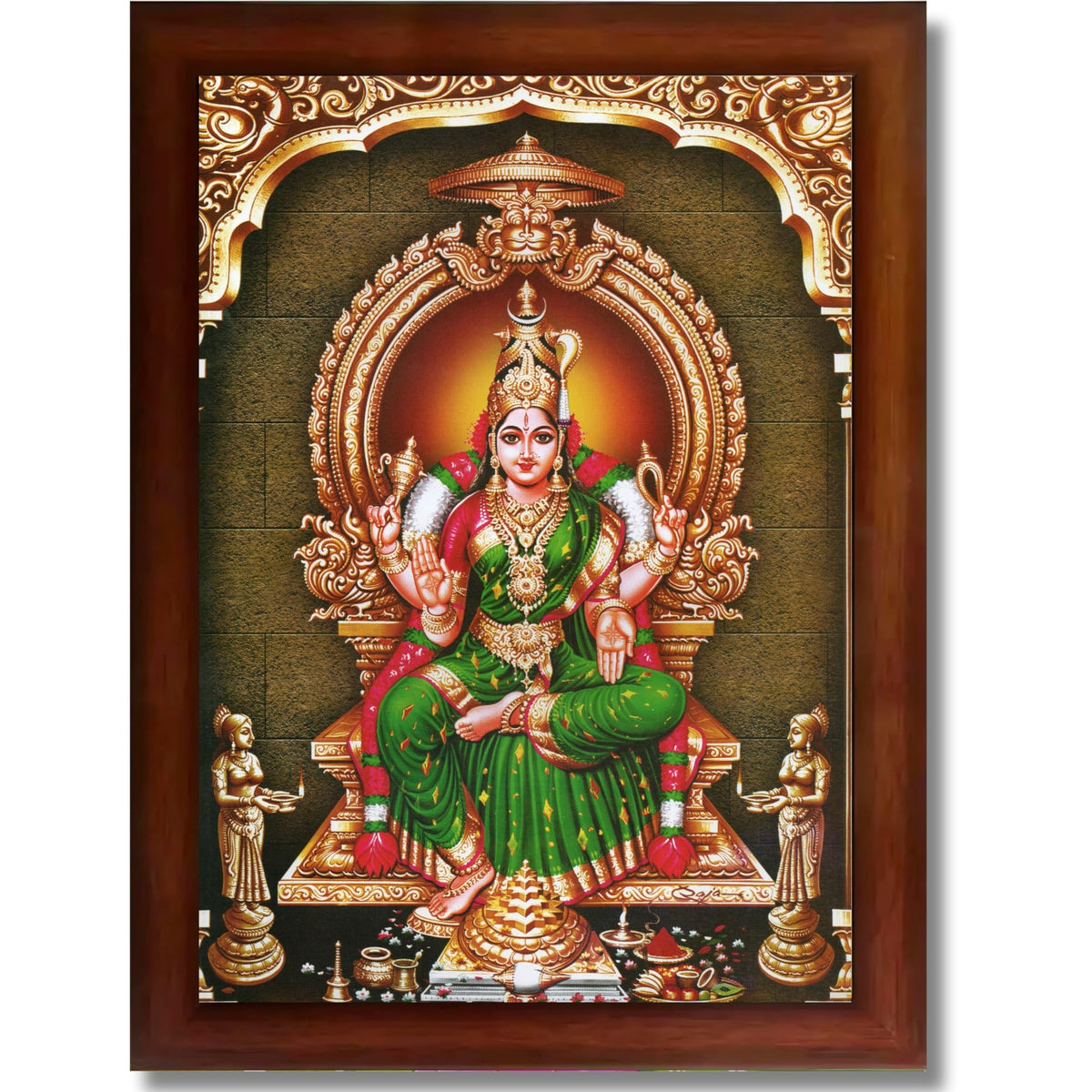 CRAFT QUEST Bhuvaneshwari Devi Amman Bhuvneshwari Mata Wall Painting Framed Home Decor | Religious Hindu God Picture Frame for Home, Office, Temple & Gifting