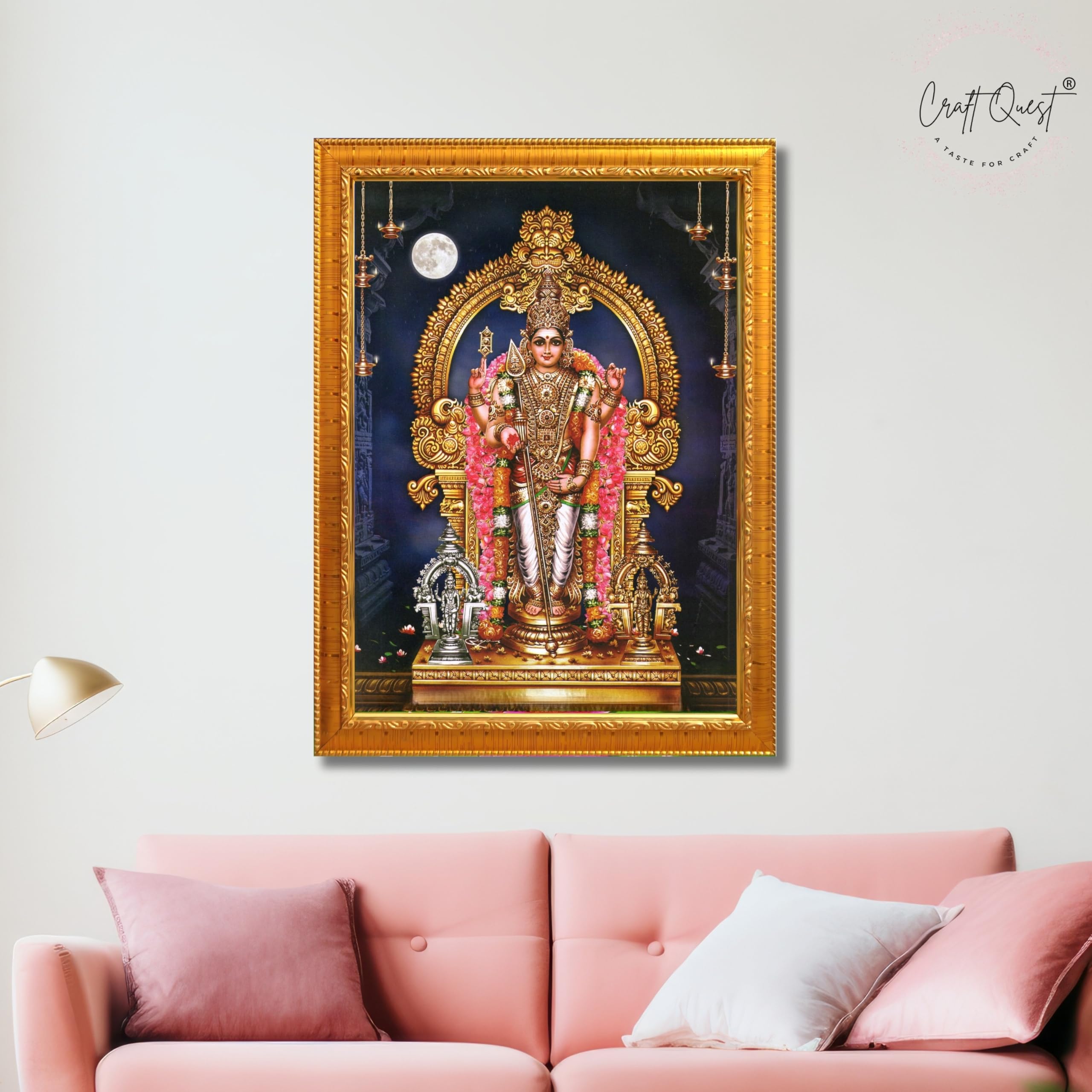 CRAFT QUEST Lord Murugan Subramanya Swamy Wall Photo Frame | South God Picture Frame for Home, Office, Temple & Gifting