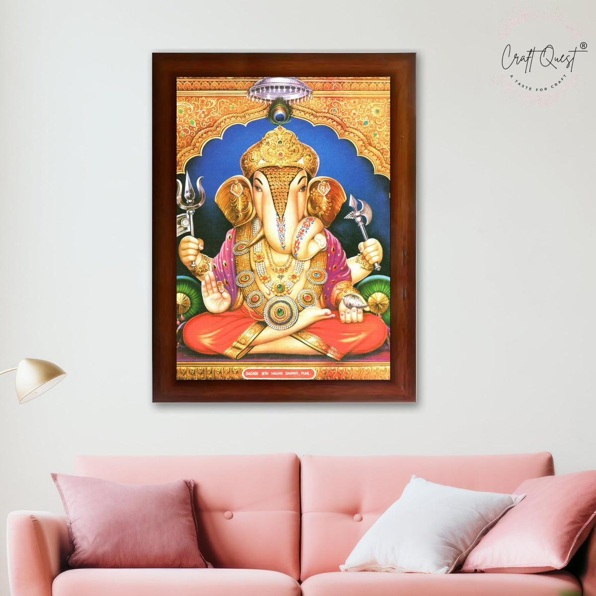 CRAFT QUEST Lord Ganesh ji Modern Wall Painting With Frame For Home pooja, and Office Decor,