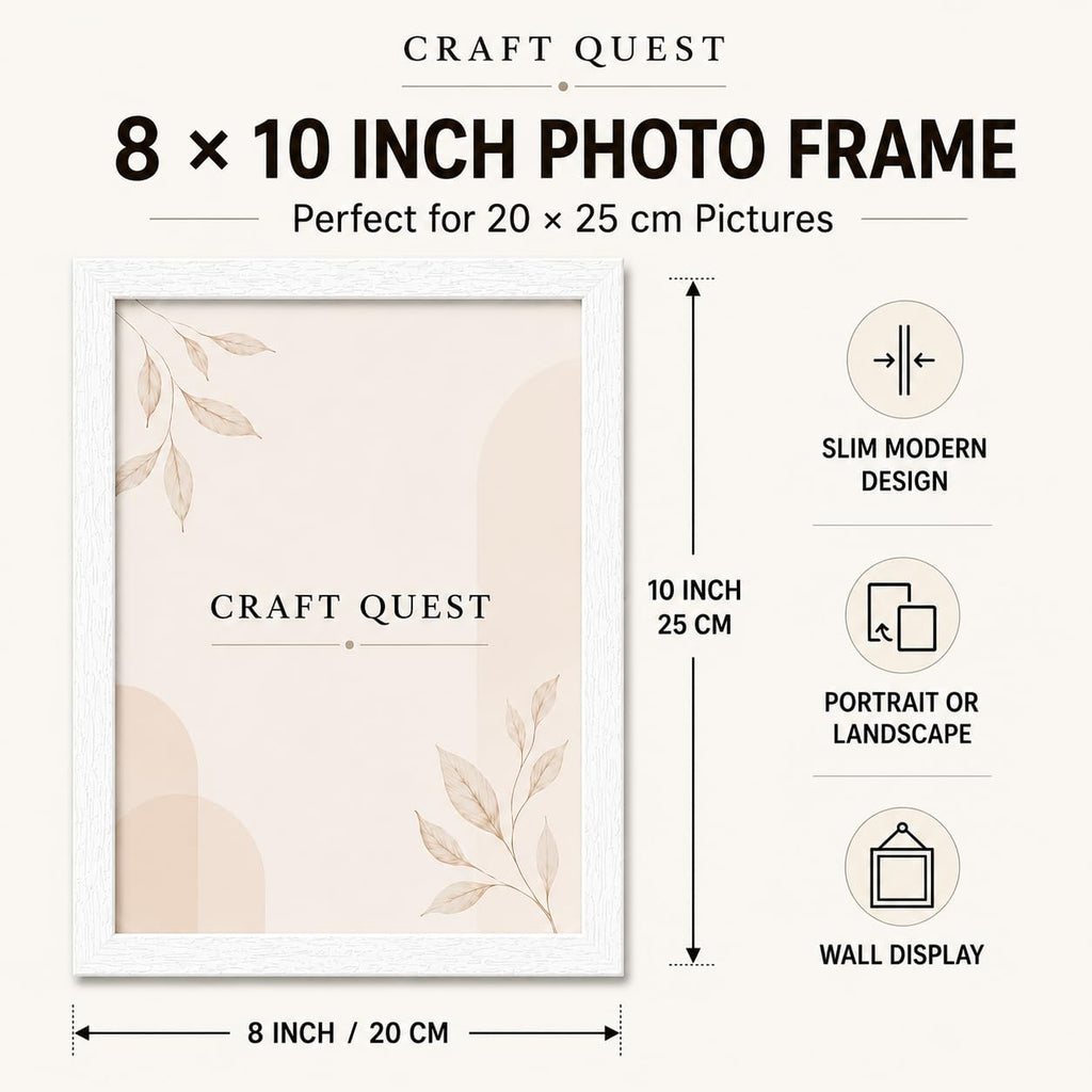 CRAFT QUEST 4X6 Inch Size synthetic Wall Mount Photo frames Single For Home Decoration, Living Room, Office Decoration (Natural, Set of 1)