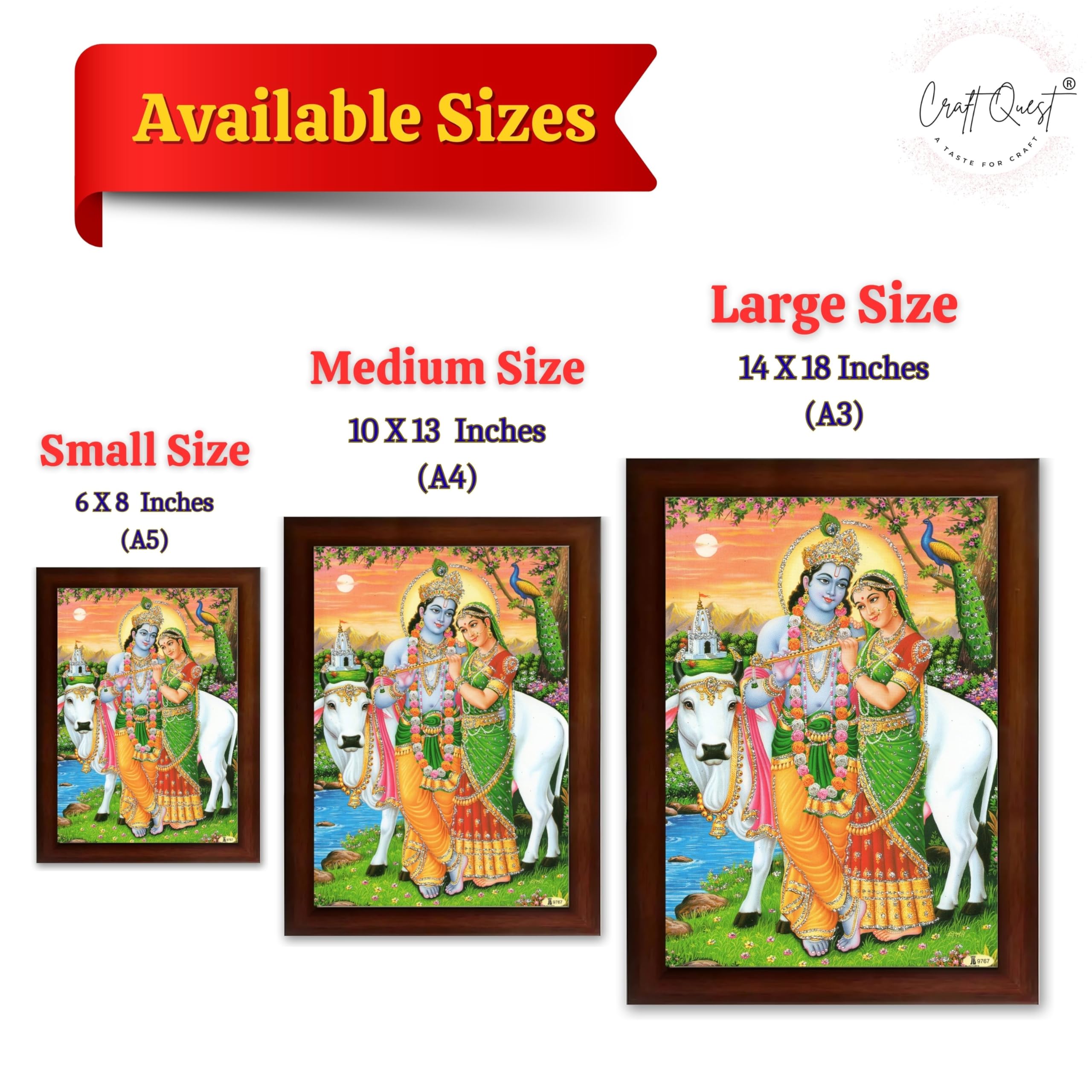 CRAFT QUEST Radha Krishna Photo Frame Radhe Radhakrishna Wall Painting Framed Home Décor