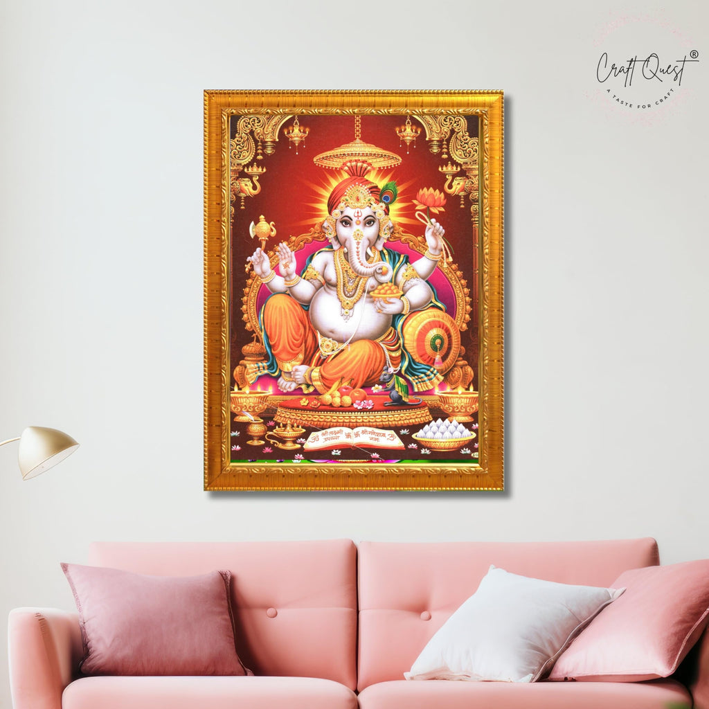 CRAFT QUEST Lord Ganesh ji Modern Wall Painting With Frame For Home and Office Decor